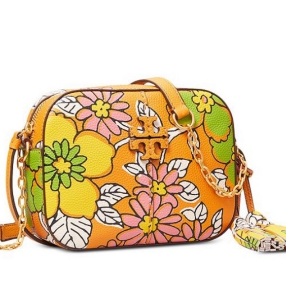 RARE Tory Burch McGraw floral-print crossbody bag GUC Spring - Picture 3 of 15